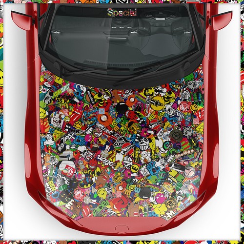 Stickerbomb auto folie - stickerbomb, auto-folie