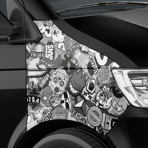 Stickerbomb auto folie - stickerbomb, auto-folie